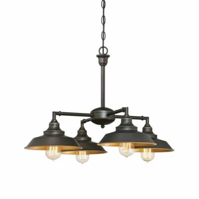 Lámpara de araña moderna de bronce con luz de granja accesorio de techo rústico Foto 1 de 4