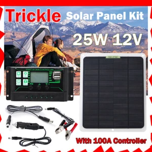 25W Solar Panel fit Solar Car Battery Trickle Charger Maintainer 12V +Controller - Picture 1 of 12