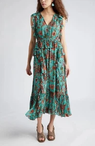 Ulla Johnson Adrienne Damen Blumen Seidenmischung Midikleid Garten Blüte Größe 10 - Bild 1 von 6