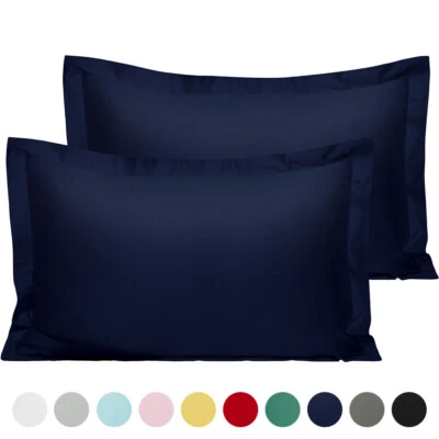 100% Cotton Sateen Pillow Shams 2 Set Ultra Soft Pillowcases Standard Queen King - Image 1 of 4