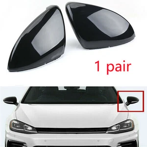 1 Pair Glossy Black Mirror Housing Cover Caps For Volkswagen VW Golf 7 MK7 R Gti - Picture 1 of 9