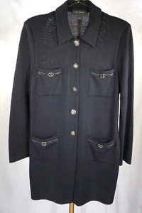 ST JOHN BLACK BUTTONS JACKET SZ 12 - Picture 1 of 7