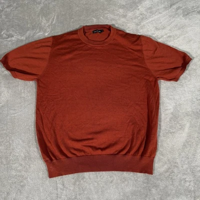 Paul Fredrick Short Sleeve Sweater Large Dark Orange Supima Cotton Crew Neck - Image 1 of 4