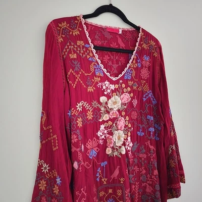 Blusa Johnny Was Canterie Pequeña Floral Bordada Mangas Campana Boho Hippie Top Foto 1 de 4