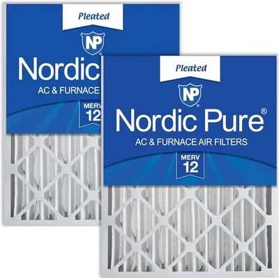 Nordic Pure 16x24x4 (3 5/8) Pleated MERV 12 Air Filters 2 Pack (726G) - Image 1 of 4