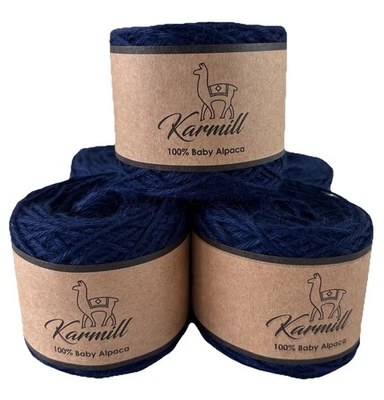 Alpaca Wool Skeins 100% Baby Alpaca Yarn DK Weight Lot of 5 Navy Blue B426 - Image 1 of 4