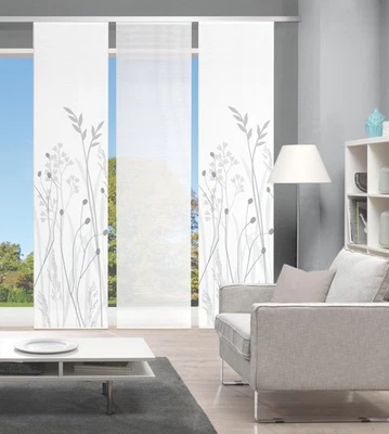 VISION S 3er-Set Schiebegardinen GRASIL, halbtransparent, Höhe 260 cm, grau - Bild 1 von 3