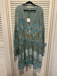 MAHLI THE LABEL Womens Size XXXL - XXXL Green Floral Print Mini Dress NEW + TAGS - Picture 1 of 6