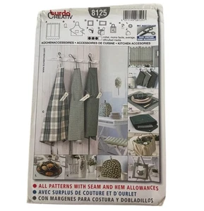 Burda Sewing Pattern 8125 Creative Kitchen Accessories Apron Napkins Valance Bag - Picture 1 of 10