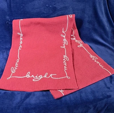 Extra Large (102" L, 17.5" W) Pottery Barn Christmas Table Runner Red & White - Image 1 of 4