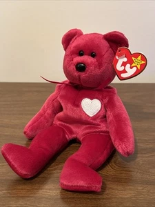 Ty Beanie Babies Valentina Magenta Teddy Bear 1999 Plush Toy New Original Tag 8" - Picture 1 of 6