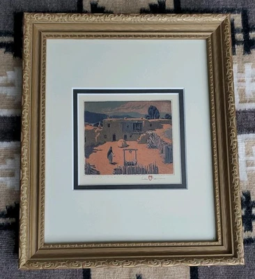 Impresión firmada enmarcada Taos Placita de Gustave Baumann Foto 1 de 4