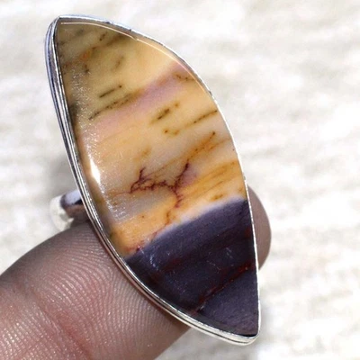 925 Silver Plated Mookaite Ring Handmade Gemstone Jewelry Size US 9 GW - Image 1 of 3