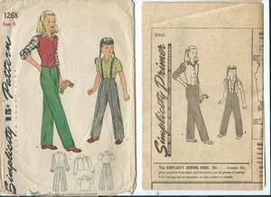 S 1268 Schnittmuster 40er lang SLACKS schicker WESKIT Trendy BLUSE Nähen Mädchen Gr. 8 - Bild 1 von 1