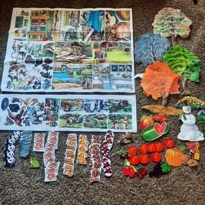 VTG Felt Board Figures & Backgrounds Zoo Animals, Trees, Seasons, Betty Lukens - Picture 1 of 13