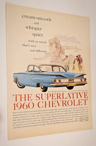 Vintage ad 1960 Blue Chevrolet Bel Air GM Detroit Michigan 11x14 - Picture 1 of 1