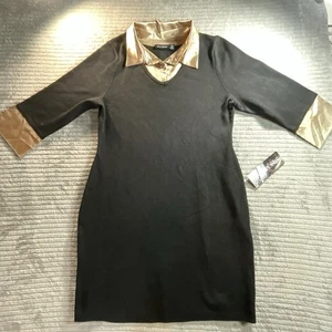 Nina Leonard Pulloverkleid Damen Gr. XL schwarz Wasserfallausschnitt lockere Passform Karriere schick - Bild 1 von 5