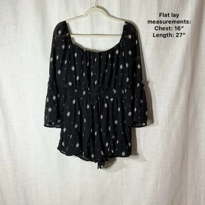 Mameluco Mi Ami Francesca’s Boho Negro Paisley Manga Campana Manga Transparente Talla M Foto 1 de 4