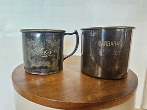 2 Silver Baby Cups New Amsterdam Silver CO 94 & Coronation EPNS LOIS BARBARA2 - Picture 1 of 13