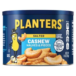 PLANTERS Salted Cashew Halves & Pieces, Party Snacks, Plant-Based Protein - Picture 1 of 8