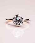 3CT Round Cut Moissanite Compass Prong Solitaire Engagement Ring 14K Yellow Gold