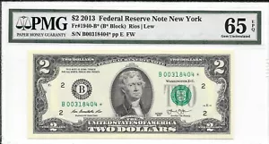 2013* NEW YORK STAR $2 FRN (B* BLOCK) PMG 65 EPQ GEM UNCIRCULATED - Picture 1 of 16