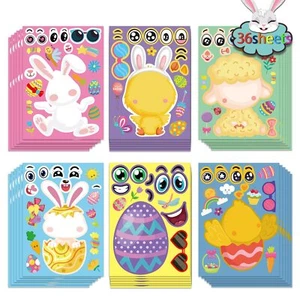 36 Sheet Easter Stickers for KidsEaster Basket StuffersMake a Face Easter Sti... - Picture 1 of 7