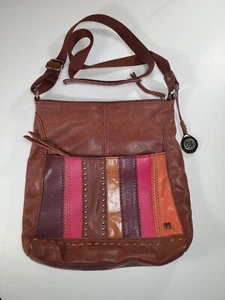 The SAK Crossbody Brown Leather Boho Bag Color Block Studded Stripe Detail - Bild 1 von 7
