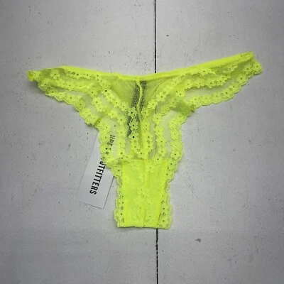 Tanga de malla Out From Under Daisy amarillo para mujer talla pequeña nueva Foto 1 de 4