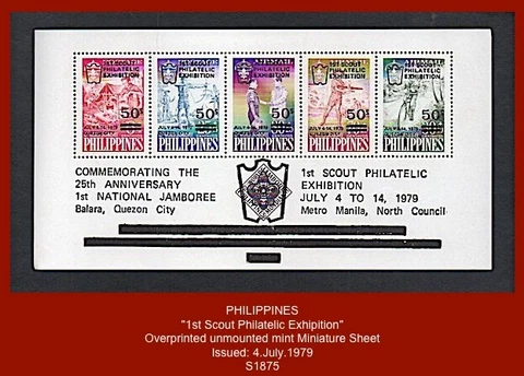 PHILIPPINES 1979 - "1st Scout Philatelic Exhibition"  - Mint miniature sheet Cover
