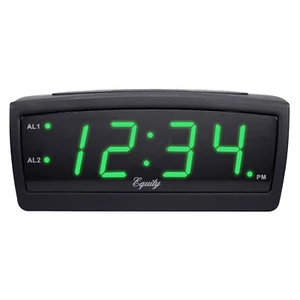 30229 Equity by La Crosse AC Powered 0.9" Green LED Digital Dual Alarm Clock - Picture 1 of 4