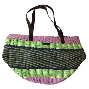 KBAS BOHO Straw Woven Multicolor Tote - Picture 1 of 10
