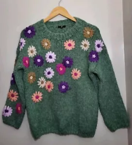 Joh XS Suéter Verde Hilo Flores Suave - Imagen 1 de 7