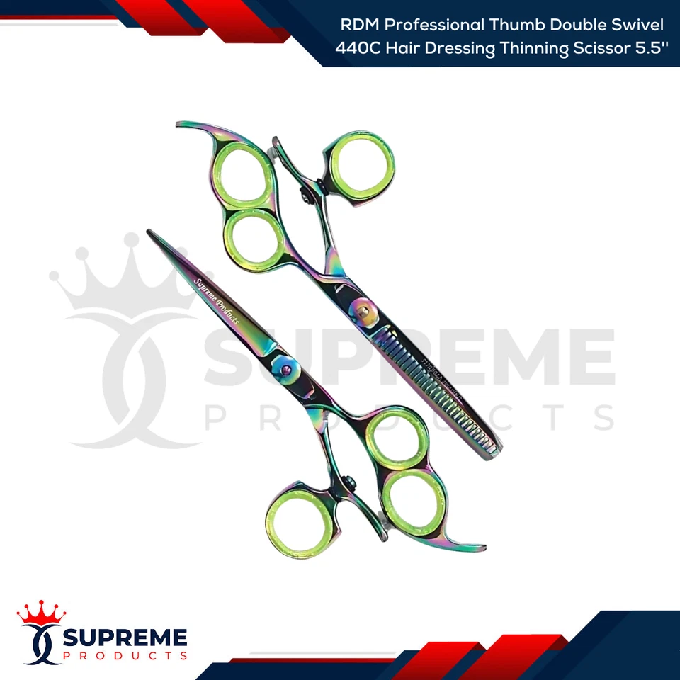 RDM Profesional Pulgar Doble Giratorio 440C Adelgazamiento de Cabello Tijera 5.5"" Foto 1 de 1