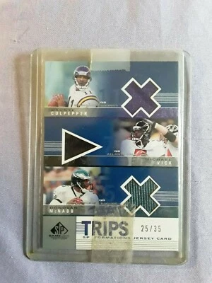 2003 Game Used NFL Patch Card Culpepper/Vick/McNabb  # 25/ 35 Trips Rare - Image 1 of 2