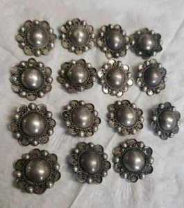 VINTAGE PLATA 925 MEXICO STERLING SILVER 15 BUTTONS JEWELRY SEWING 43.6 Grams. - Picture 1 of 13