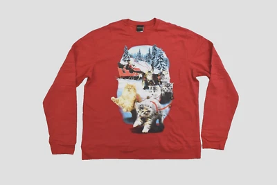 Fifth Sun Adult Santa Claus Cats Pulling Sleigh Jingle Bells Sweatshirt NWT XL - Image 1 of 4