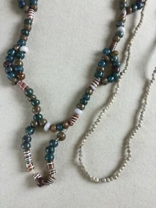 Lot 2 Retro Vintage Beaded Jewelry Necklaces - 1 Art Glass & 1 Ceramic - RARE! - Picture 1 of 11