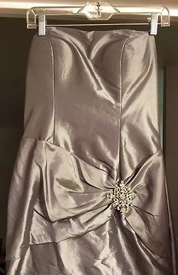 Vestido/vestido gris sin tirantes hasta el suelo boda talla L dama de honor baile formal Foto 1 de 3