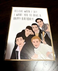 BACKSTREET BOYS BELIEVE WHEN I SAY CARTOON BIRTHDAY CARD~~5"x7"~BLANK INSIDE - Picture 1 of 1
