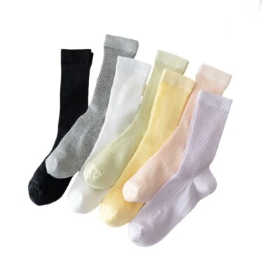 Women Summer Thin Mid Calf Stretch Mesh Socks Sports Breathable Socks 8 Pairs  - Image 1 of 4
