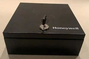 Honeywell Small Steel Key Locking Money Keys Valuables Box 6.75” x 6.75” x 2.75” - Picture 1 of 8