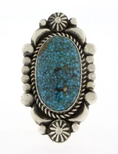 6.75 - Natural Birdseye Kingman Turquoise Ring By Navajo Artist Albert Jake - Imagen 1 de 5