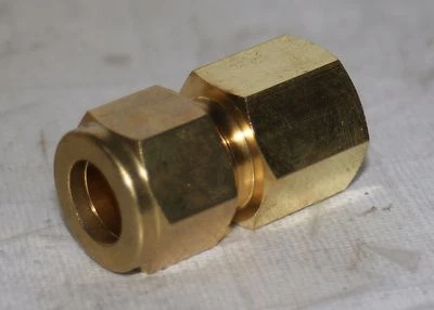3/8" Tube x 1/4" FNPT  Brass Female Connector Fitting Ham-Let  766LB3/8X1/4 - Image 1 of 4