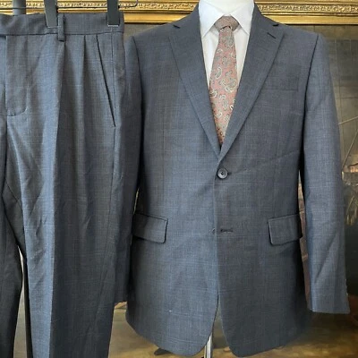 Traje Nautica 38R 32 x 32 2 piezas 100 % lana gris príncipe de Gales cuadros 2Btn Foto 1 de 4