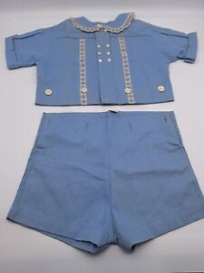 Vtg Shirt and Pants Outfit Little Fashion Togs Lace Pearl Button Size 3 on tag