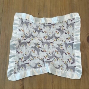 Lulujo Lovey Baby Security Blanket Unicorn Fantasy Satin Edges Soother White - Picture 1 of 4