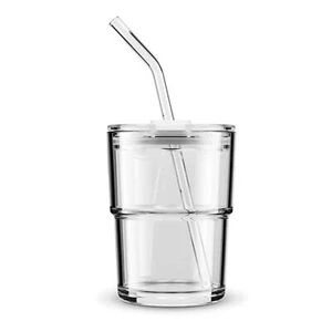 13oz/400ml Tumbler Water Glass Glass Coffee Cups With Lids And Straws Iced Tea C - Picture 1 of 5
