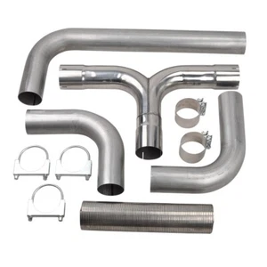 Kit de tubo en T de acero inoxidable de 5" sistema de pila de escape de doble ahumador universal plateado - Imagen 1 de 8