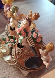 Vintage Engelspieluhr, tanzenden Engel auf einer Geige. - Bild 1 von 9